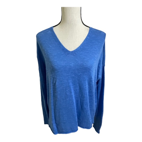 Eileen Fisher womens V-Neck organic linen cotton blend sweater top medium - Picture 3 of 13